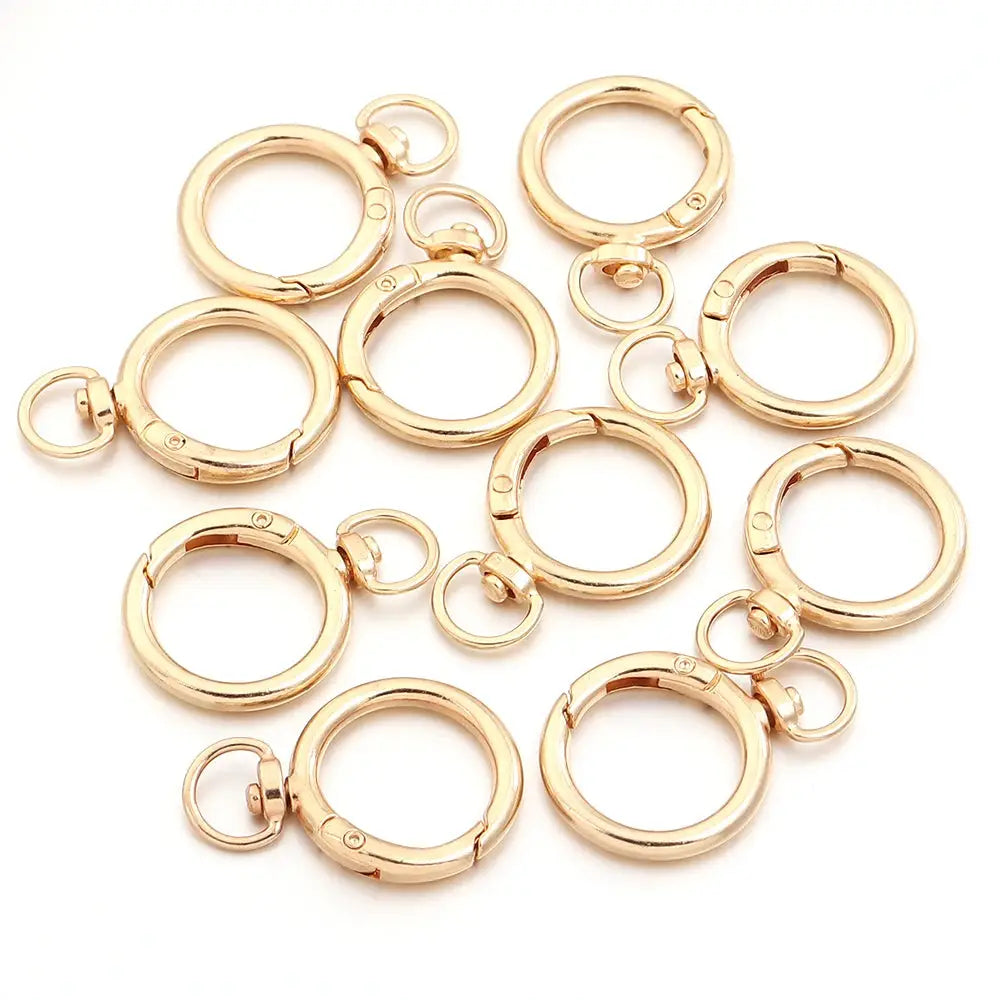 10Pcs Round Shape Rotation Alloy Lobster Spring Clasps Openable Hook Carabiner Connector Dog Chain Buckles DIY Keychain Supplies Subohmontaser