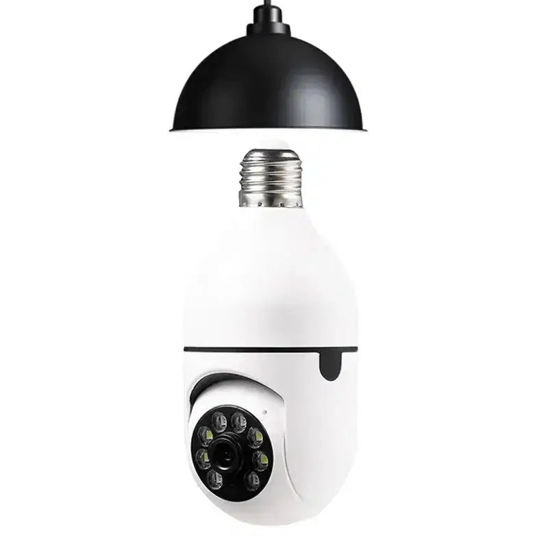 Smart bulb security camera with LED night vision, disguised as light bulb for home surveillance