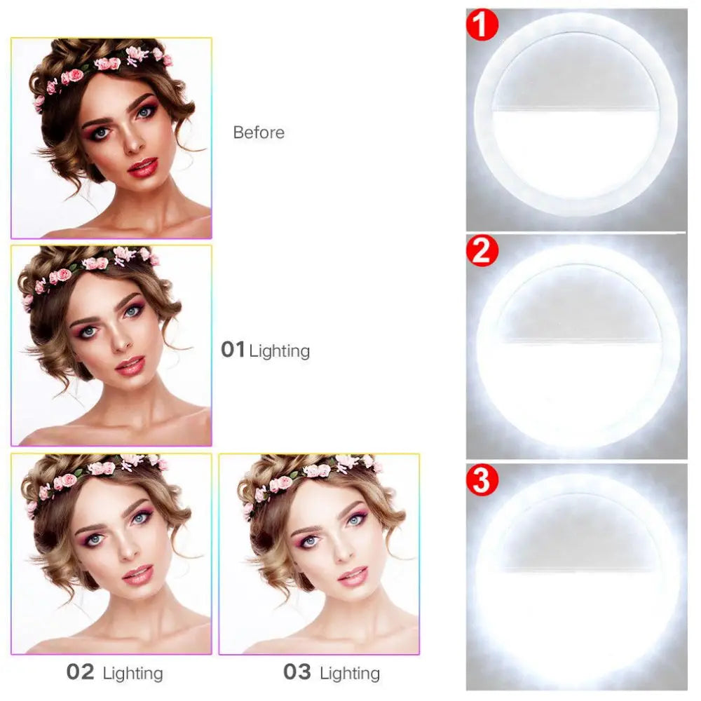 Portable Selfie Ring Clip On for Mobile Phone Yellow Pandora