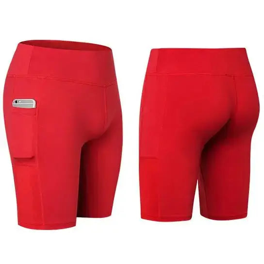 All Seasons Yoga Shorts Stretchable With Phone Pocket Salmon Lucky