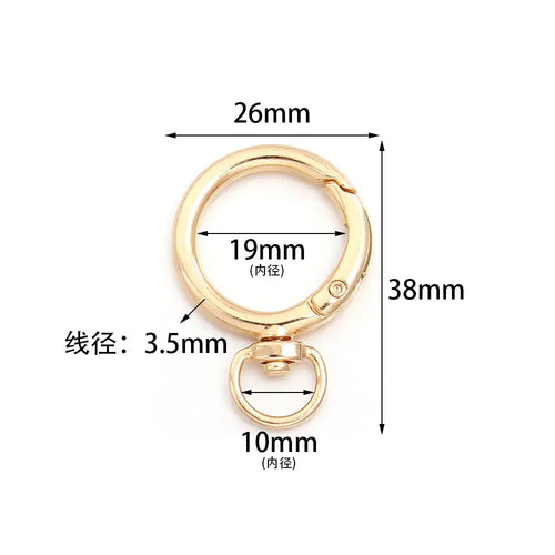 10Pcs Round Shape Rotation Alloy Lobster Spring Clasps Openable Hook Carabiner Connector Dog Chain Buckles DIY Keychain Supplies Subohmontaser