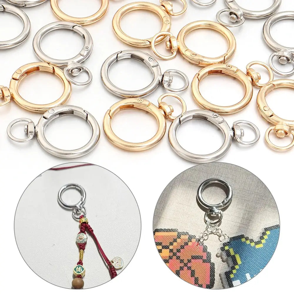 10Pcs Round Shape Rotation Alloy Lobster Spring Clasps Openable Hook Carabiner Connector Dog Chain Buckles DIY Keychain Supplies Subohmontaser