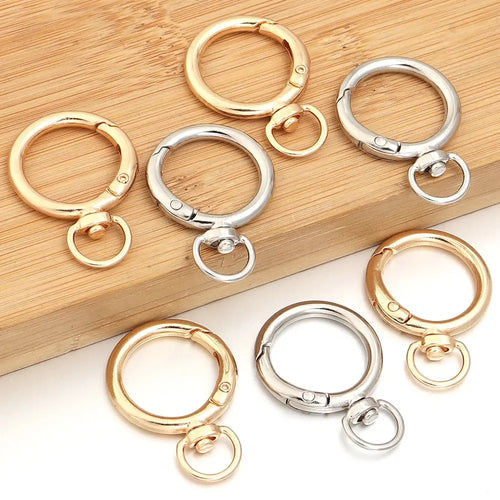 10Pcs Round Shape Rotation Alloy Lobster Spring Clasps Openable Hook Carabiner Connector Dog Chain Buckles DIY Keychain Supplies Subohmontaser