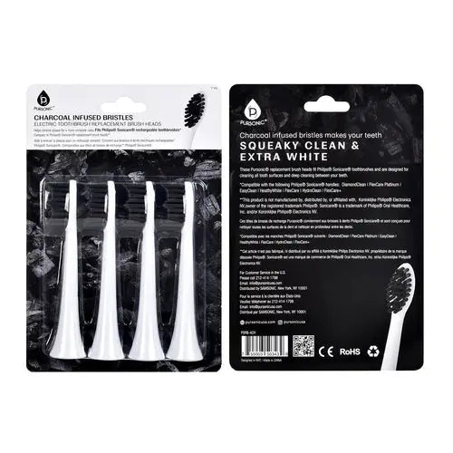 Pursonic Replacement Toothbrush Heads Charcoal Infused Bristles, Blush Apollo