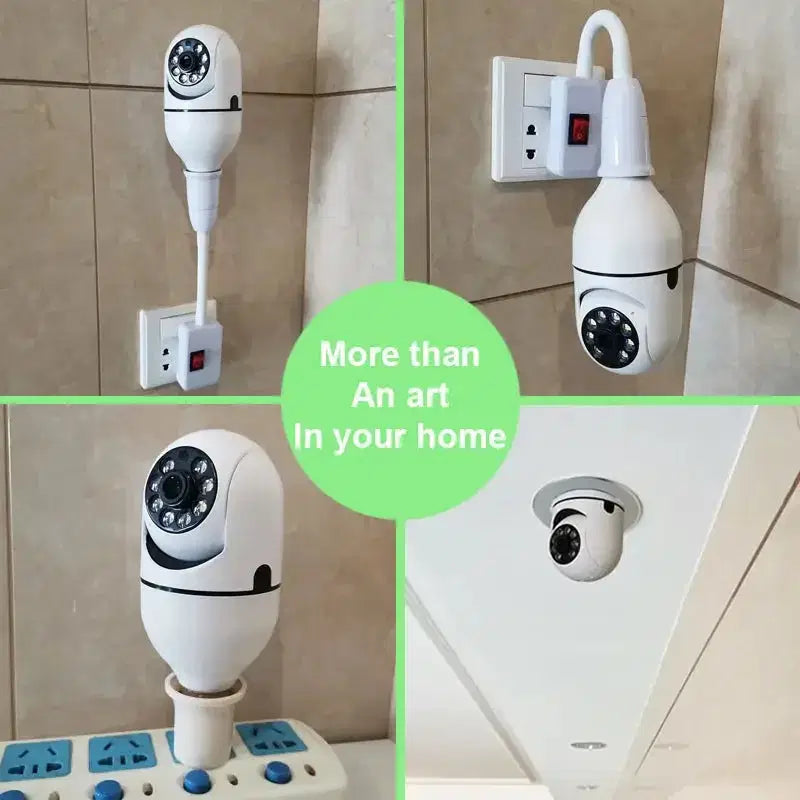 Smart home security camera with plug-in design, wall mount, and ceiling install options for indoor monitoring