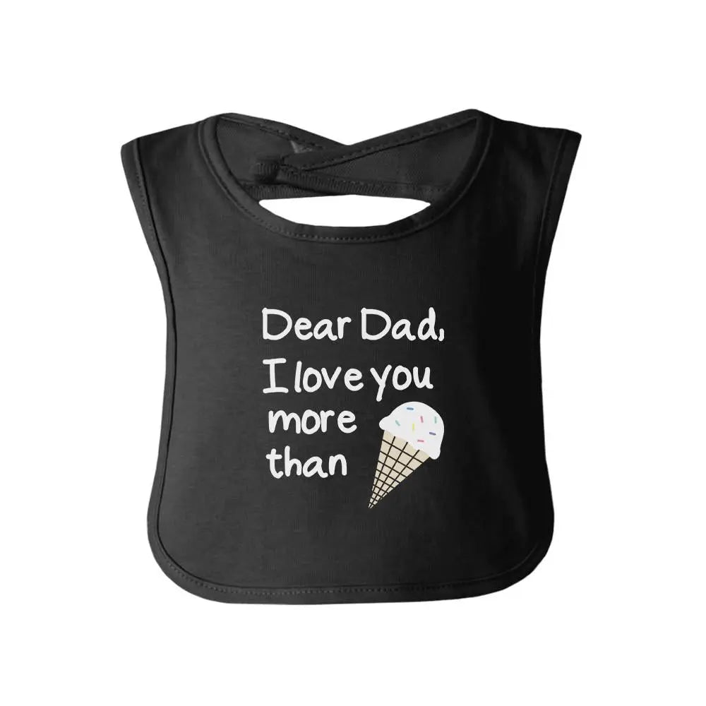 Dear Dad Icecream Cute Black Baby Bib Unique Teal Tiger