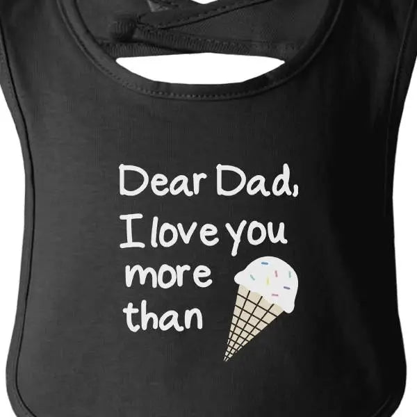 Dear Dad Icecream Cute Black Baby Bib Unique Teal Tiger