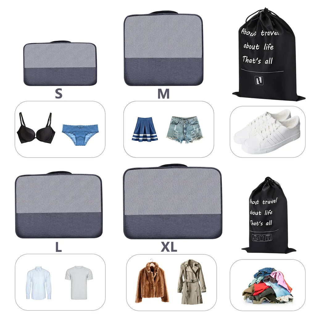 5-Piece Travel Packing Cubes Set with Mesh Tops Apricot Asteria