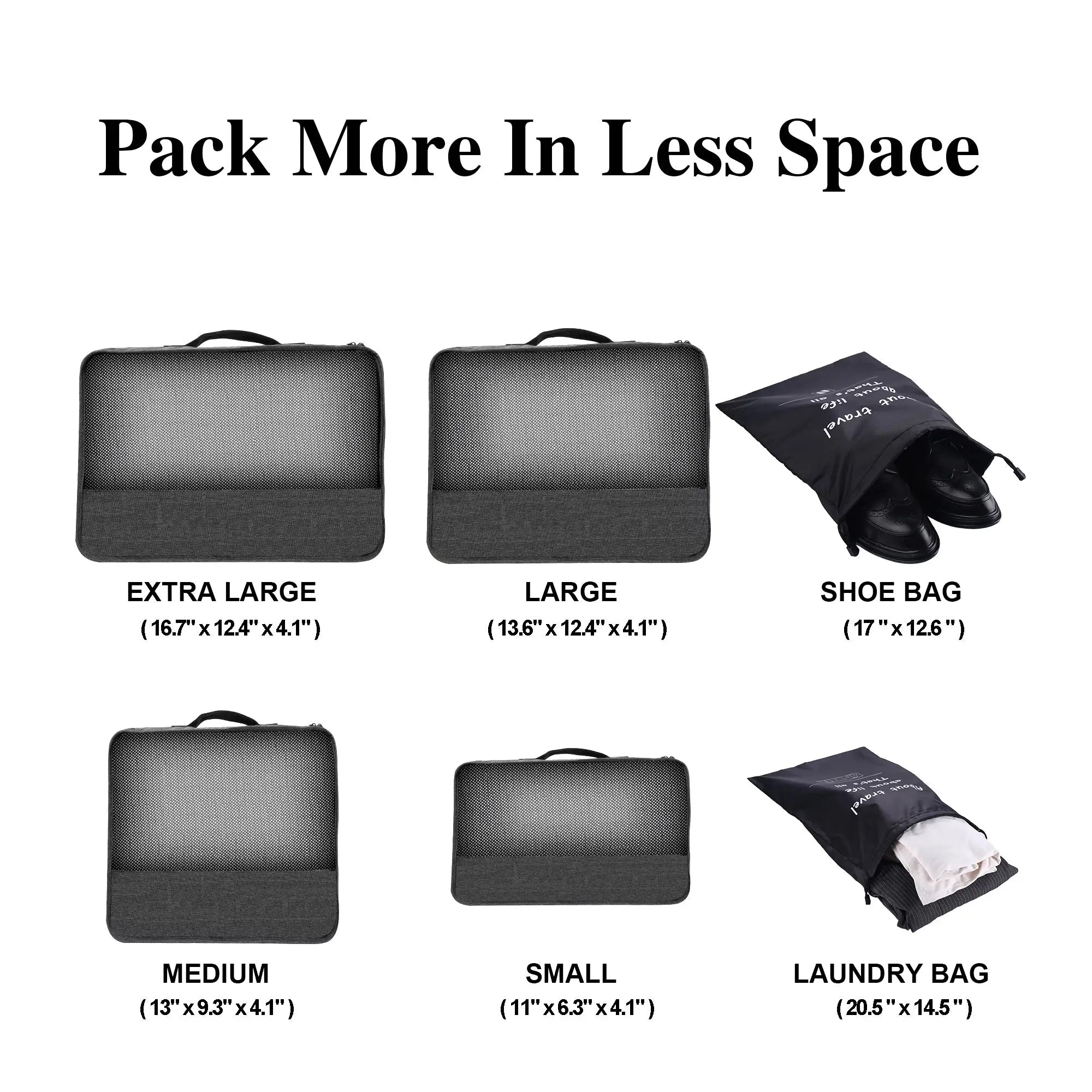 5-Piece Travel Packing Cubes Set with Mesh Tops Apricot Asteria