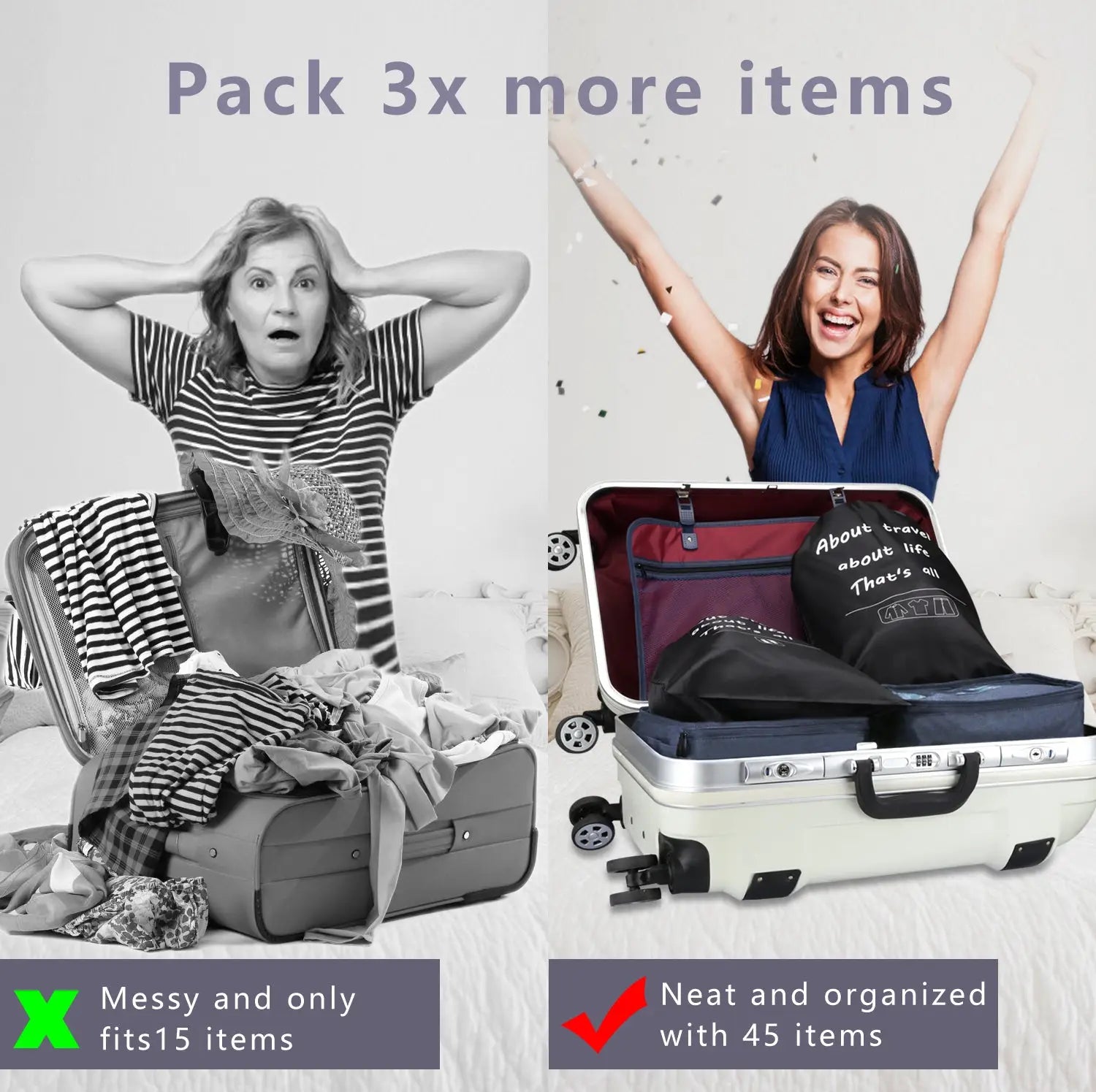 5-Piece Travel Packing Cubes Set with Mesh Tops Apricot Asteria