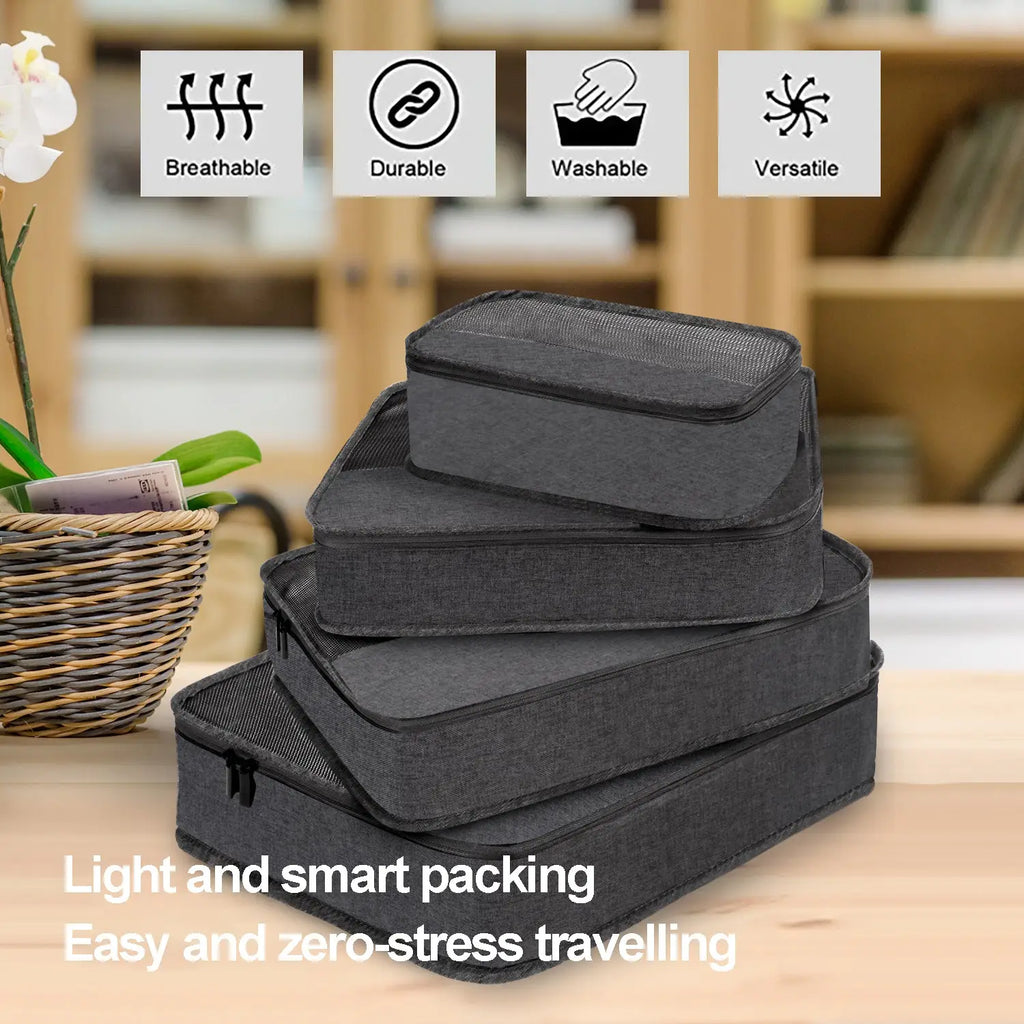 5-Piece Travel Packing Cubes Set with Mesh Tops Apricot Asteria