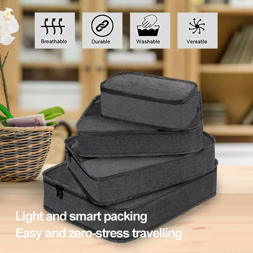5-Piece Travel Packing Cubes Set with Mesh Tops Apricot Asteria