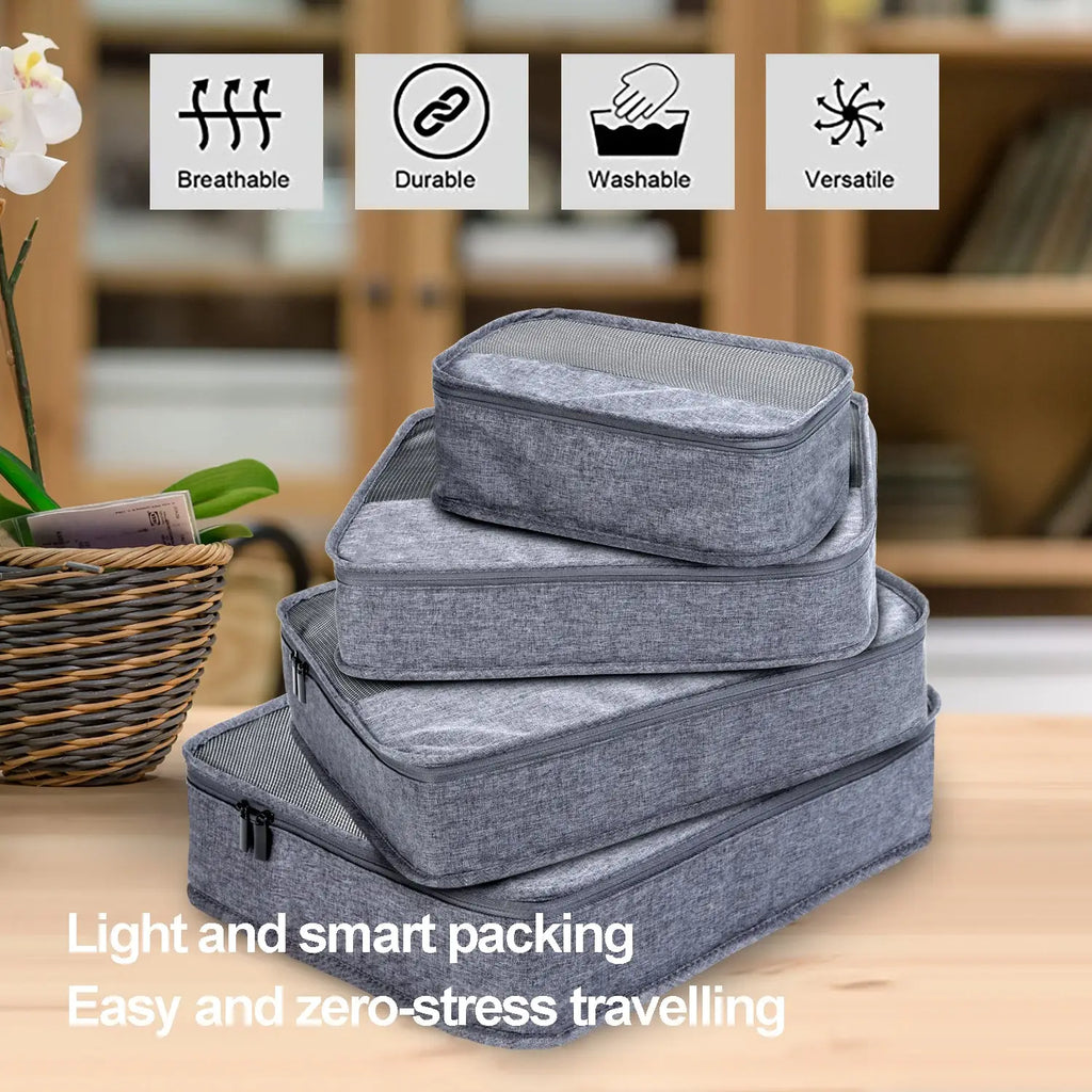 5-Piece Travel Packing Cubes Set with Mesh Tops Apricot Asteria