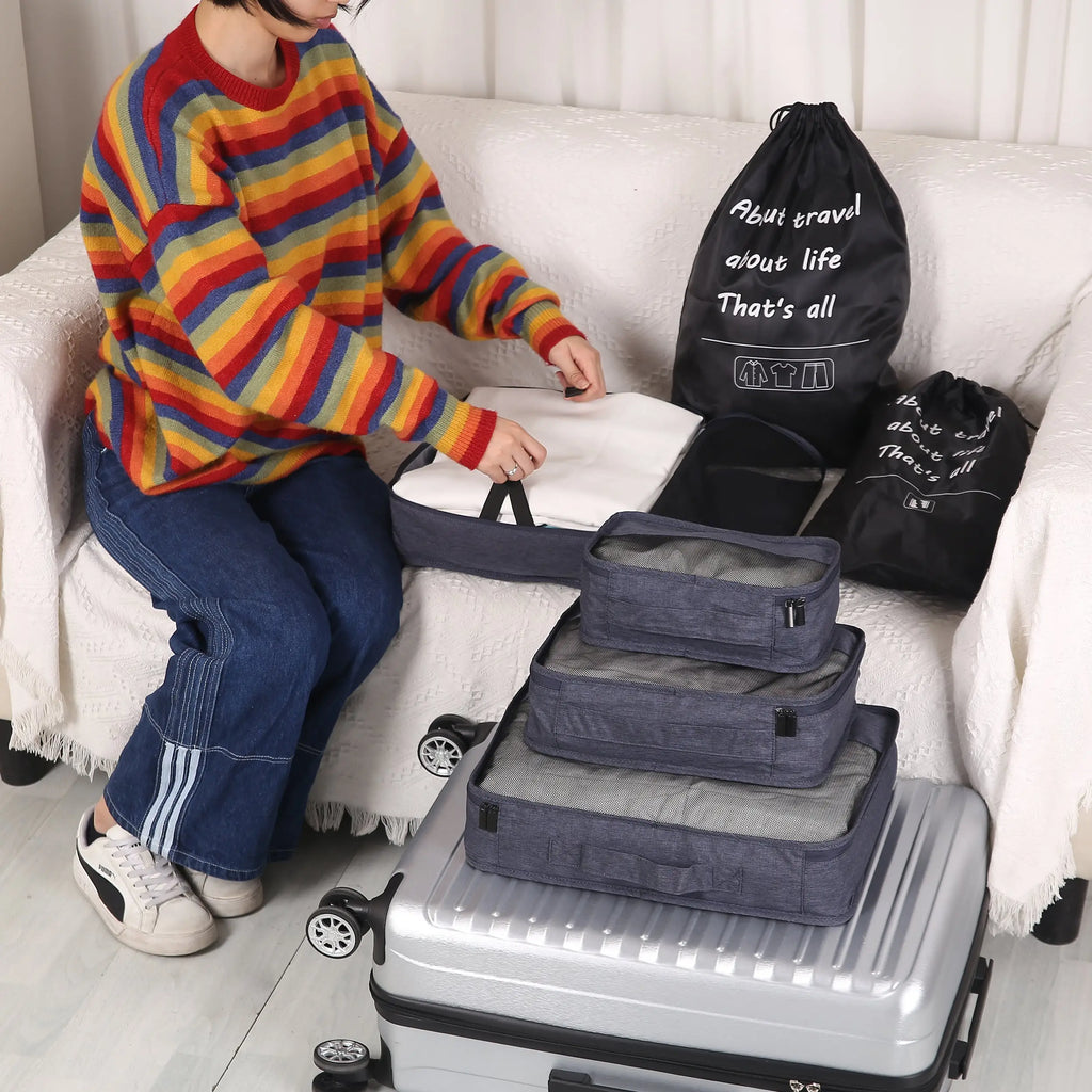 5-Piece Travel Packing Cubes Set with Mesh Tops Apricot Asteria