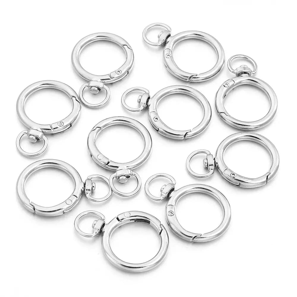 10Pcs Round Shape Rotation Alloy Lobster Spring Clasps Openable Hook Carabiner Connector Dog Chain Buckles DIY Keychain Supplies Subohmontaser