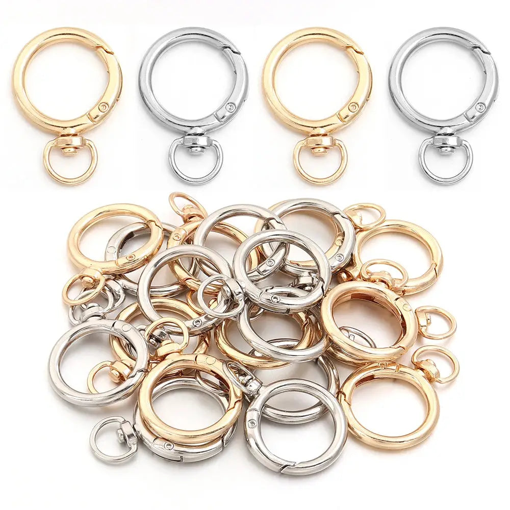 10Pcs Round Shape Rotation Alloy Lobster Spring Clasps Openable Hook Carabiner Connector Dog Chain Buckles DIY Keychain Supplies Subohmontaser