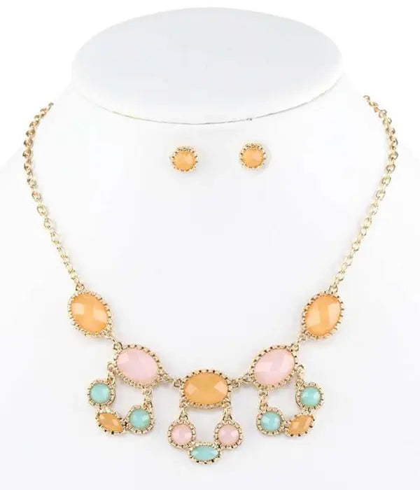 EPOXY STONE LINK DROP NECKLACE SET Purple Windroot