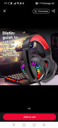 RGB gaming headset with vibrant lights, black design, and red accents for immersive sound
